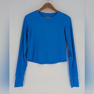 Lilly Pulitzer Luxletic XS Bright Blue Cropped Long Sleeve Thumbhole Top 014230